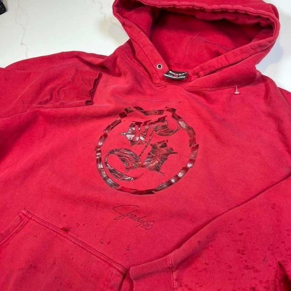 Shady Ltd Hoodie Mens Large Red Distressed Graphic Eminem Rap Streetwear Y2K